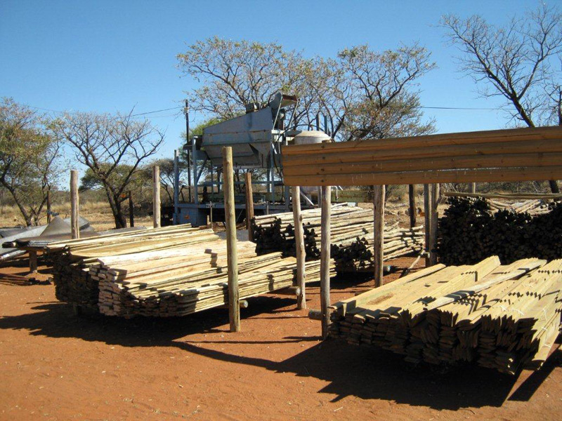 Timber yard with stacked planks