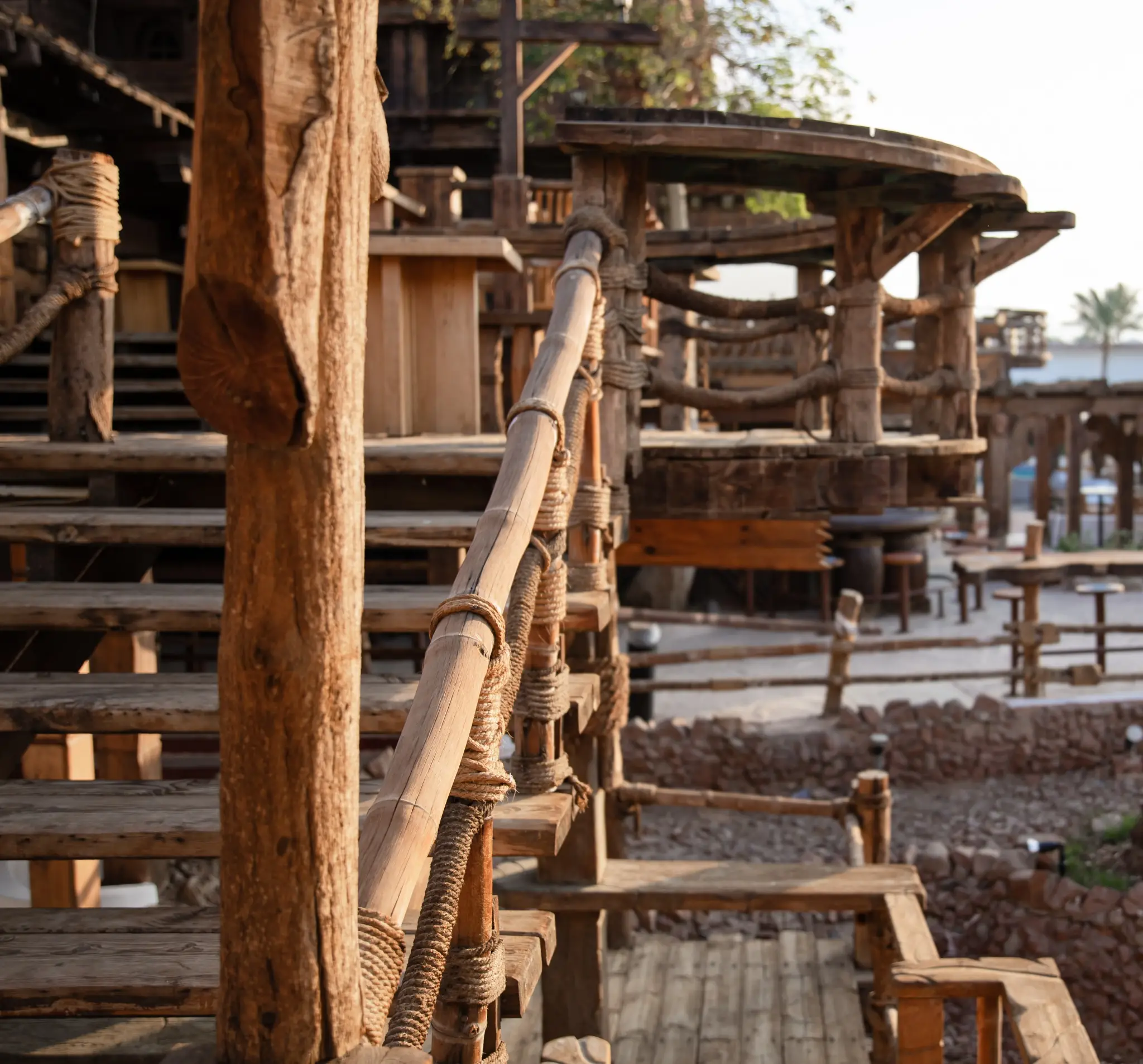 Rustic timber and thatch structure